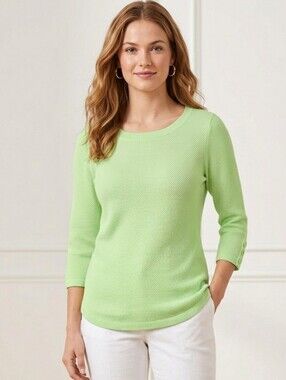 Talbots Light Green Lightweight 3/4 Sleeve Top Size L